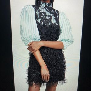 GANNI feathered dress